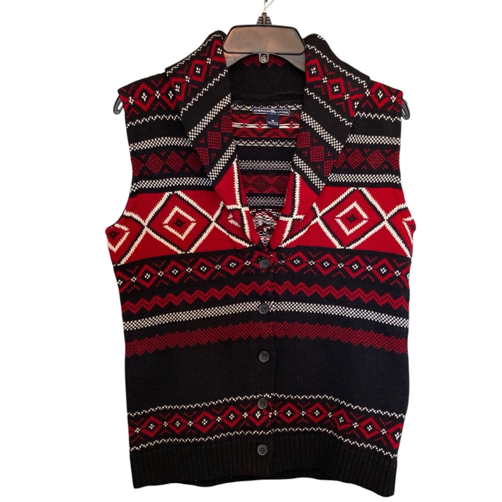 American Living Southwest Button Front Sweater Vest Size Medium